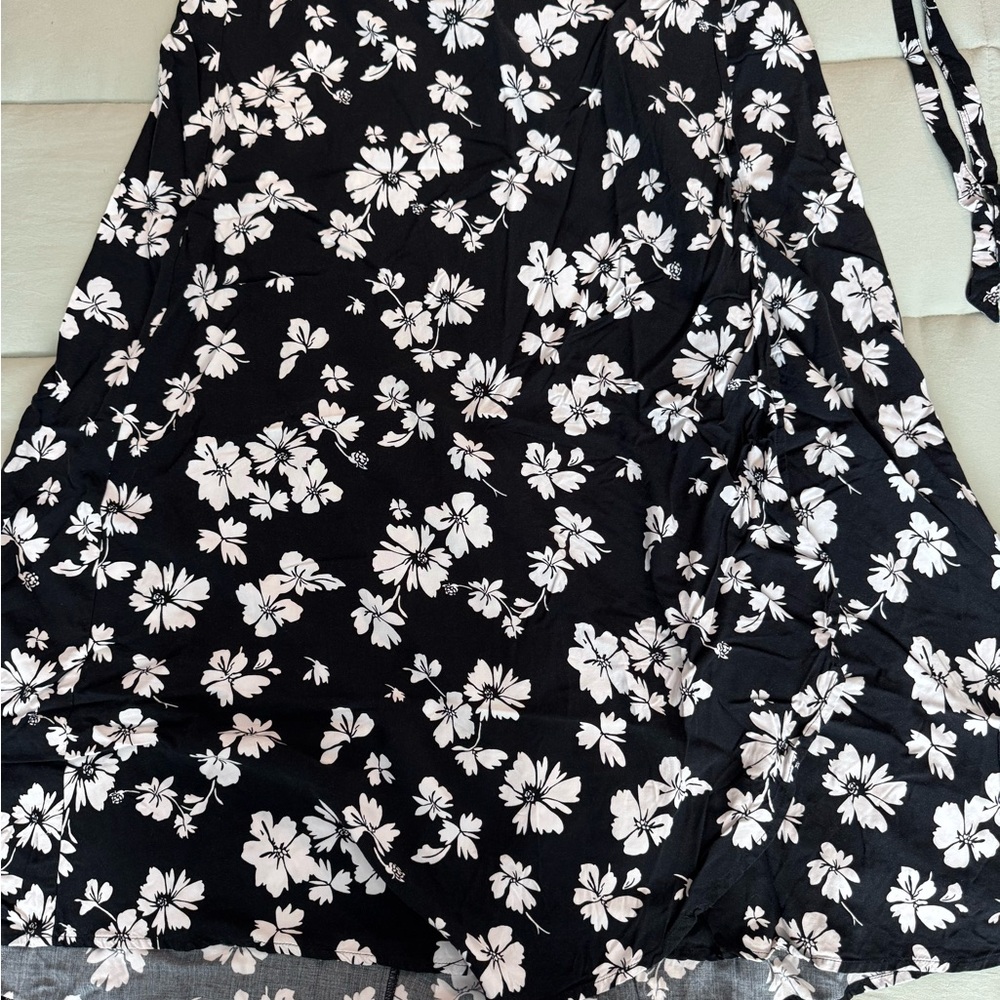 J. Crew Black and White Floral A-Line Skirt
